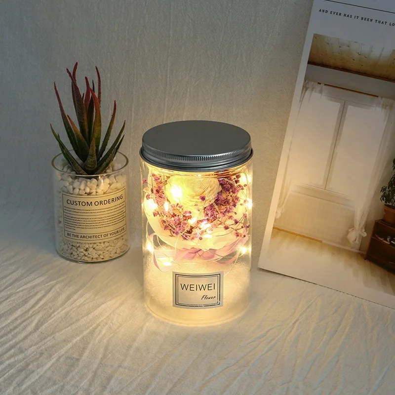

Beautiful Eternal Rose LED Light Rose In Glass Dome for Valentine's Day Wedding Party Mother's Day Gift