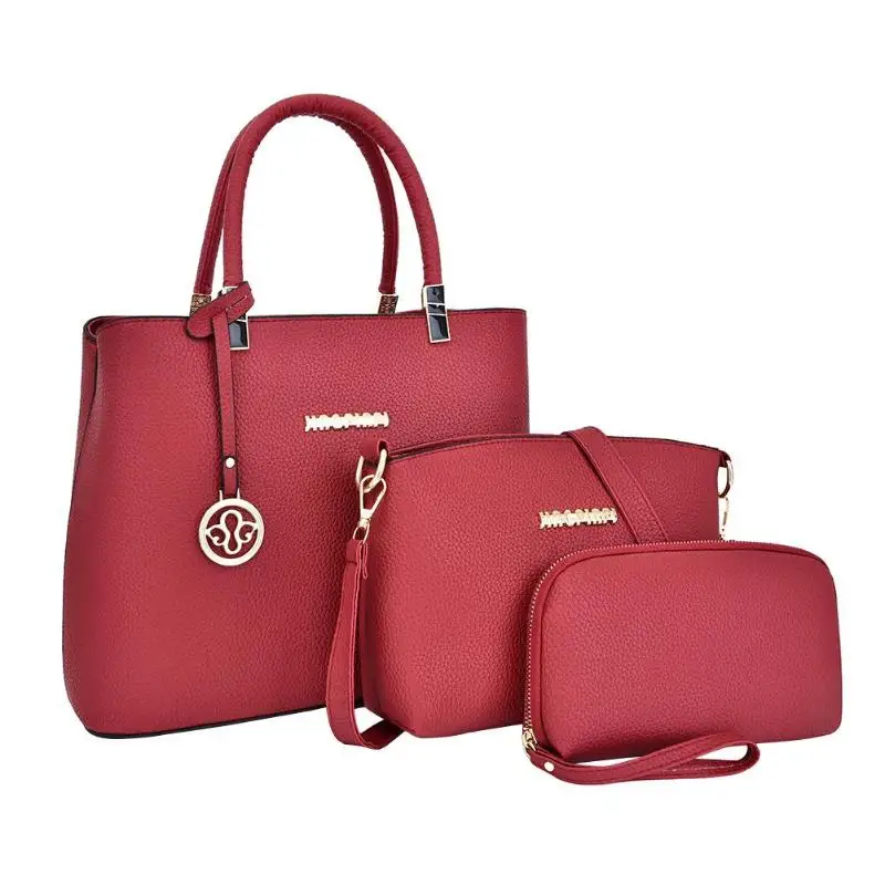 3 шт./компл. Сумки из искусственной кожи модные дизайнерские сумки сумка на плечо винтажная женская сумка-мессенджер - Цвет: Красный