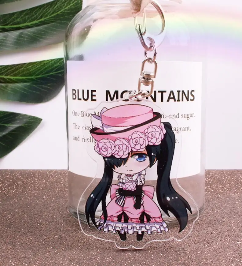 Аниме Черный Дворецкий Kuroshitsuji Ciel Sebastian милый акриловый рисунок Брелок Украшение Коллекция Модель игрушки Косплей - Цвет: as pictured