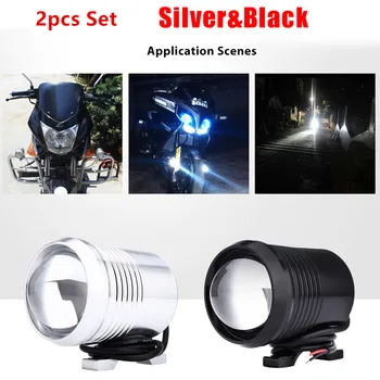 

2pcs 30W Motorcycle Fog Light U2 LED Driving Headlight Spot Lamp + Switch
