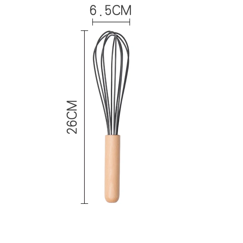 Кухонные принадлежности из силикона с деревянной ручкой, набор кухонных скребок для инструментов, кухонные инструменты, кухонные принадлежности - Цвет: Egg beater
