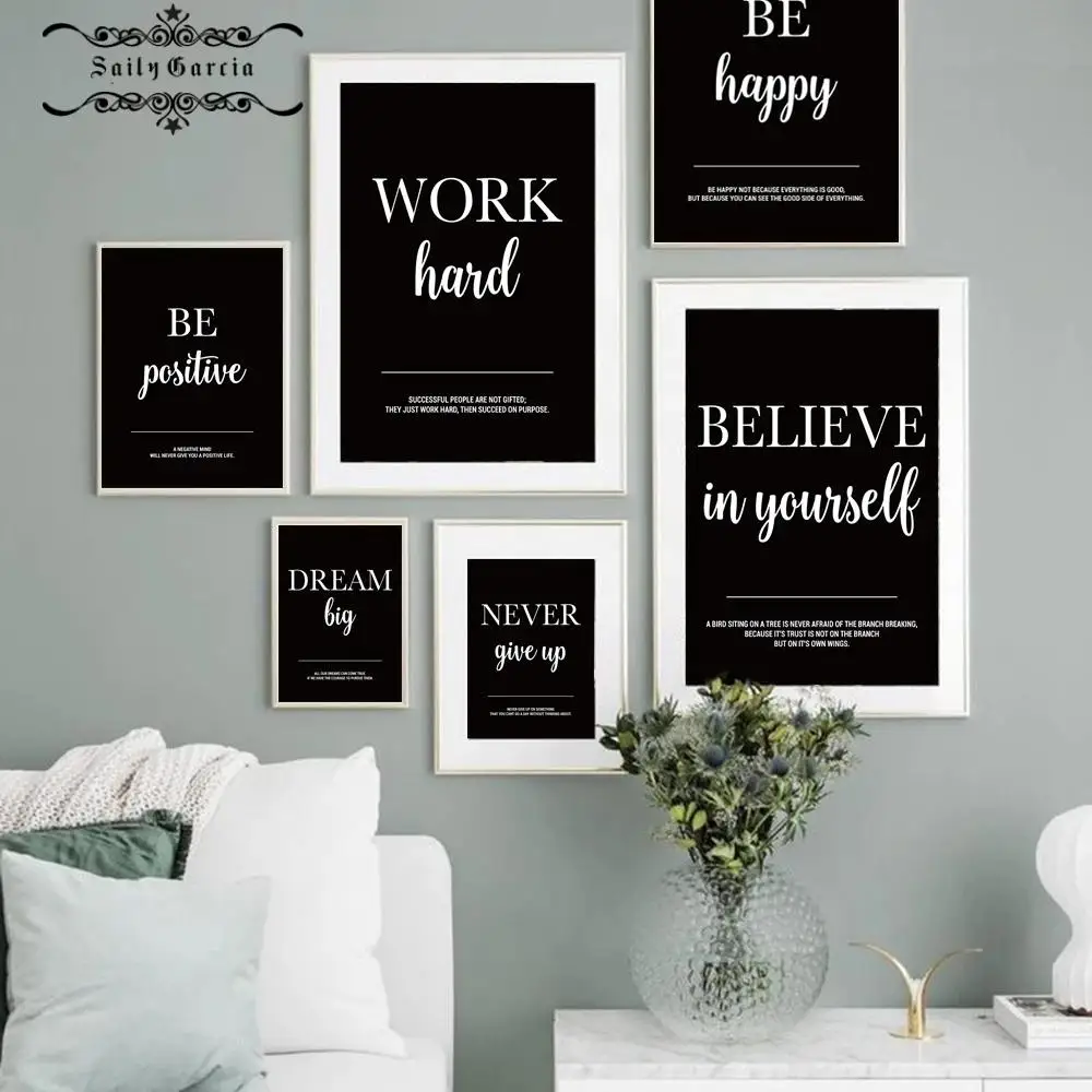 Wall Art Dream Work Inspirational Canvas Painting Motivational Quotes Poster and Prints for Modern Office Decoration Pictures | Дом и сад