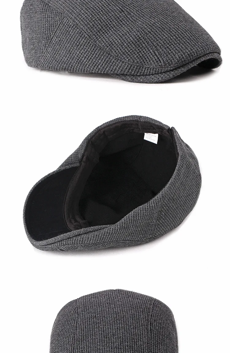 Autumn Winter knitted Men Beret Hat Brand Quality Flatcap Ivy Vintage Newsboy Cap Mens Beanie With Visor