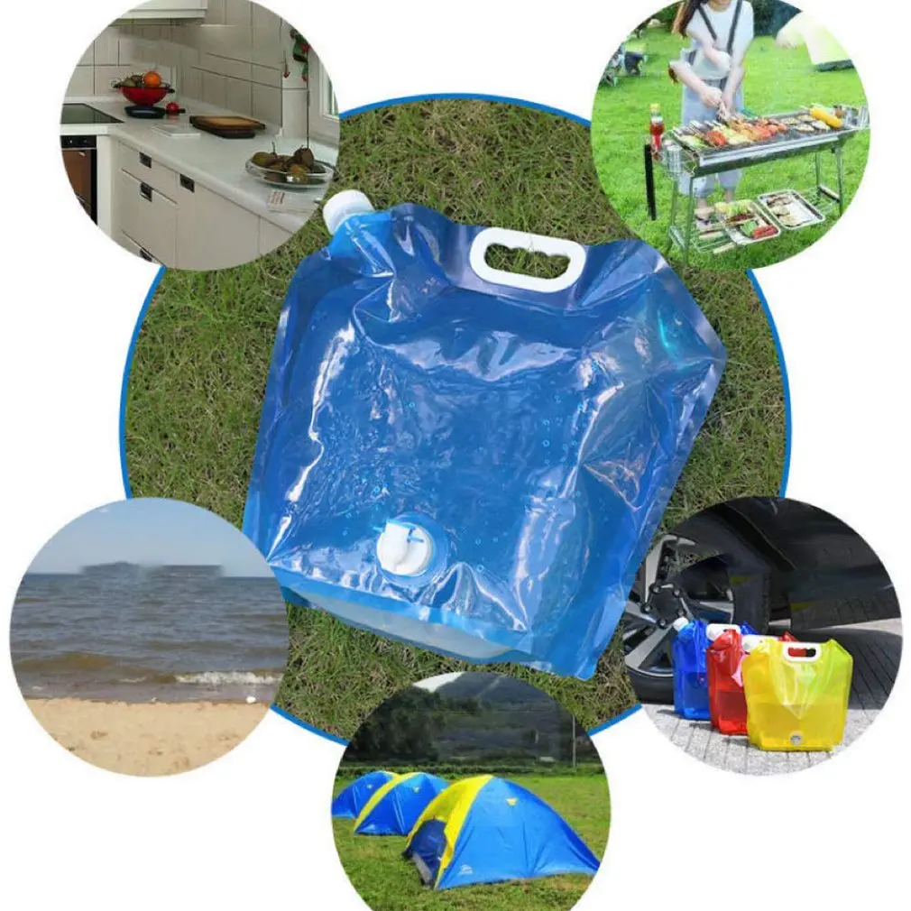 Car Wash Bucket Folding Bucket Water Storage Bag Home Outdoor Folding Portable Water Bag With Faucet Car Water Storage Bag Bucket Emergency Sports Riding Bottle