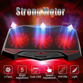 

POHIKS 1pc Ultra-Slim Quiet Fan Cooling Stand Portable Double USB Port Notebook Adjustable Cooler Holder For 12-17 Inches Laptop