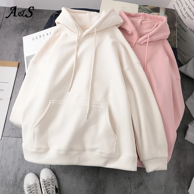 

Anbenser 2020 New Plus Velvet Basic Hoodies For Women Leisure Female Winter Solid Colour Casual Sweatshirt Hip Hop Tops Oversize