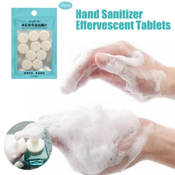 

10Pcs/Bag Effervescent Tablets DIY Natural Foaming Magic Hand Sanitizer Hand Wash Foam Instant Antibacterial Disinfectant Table