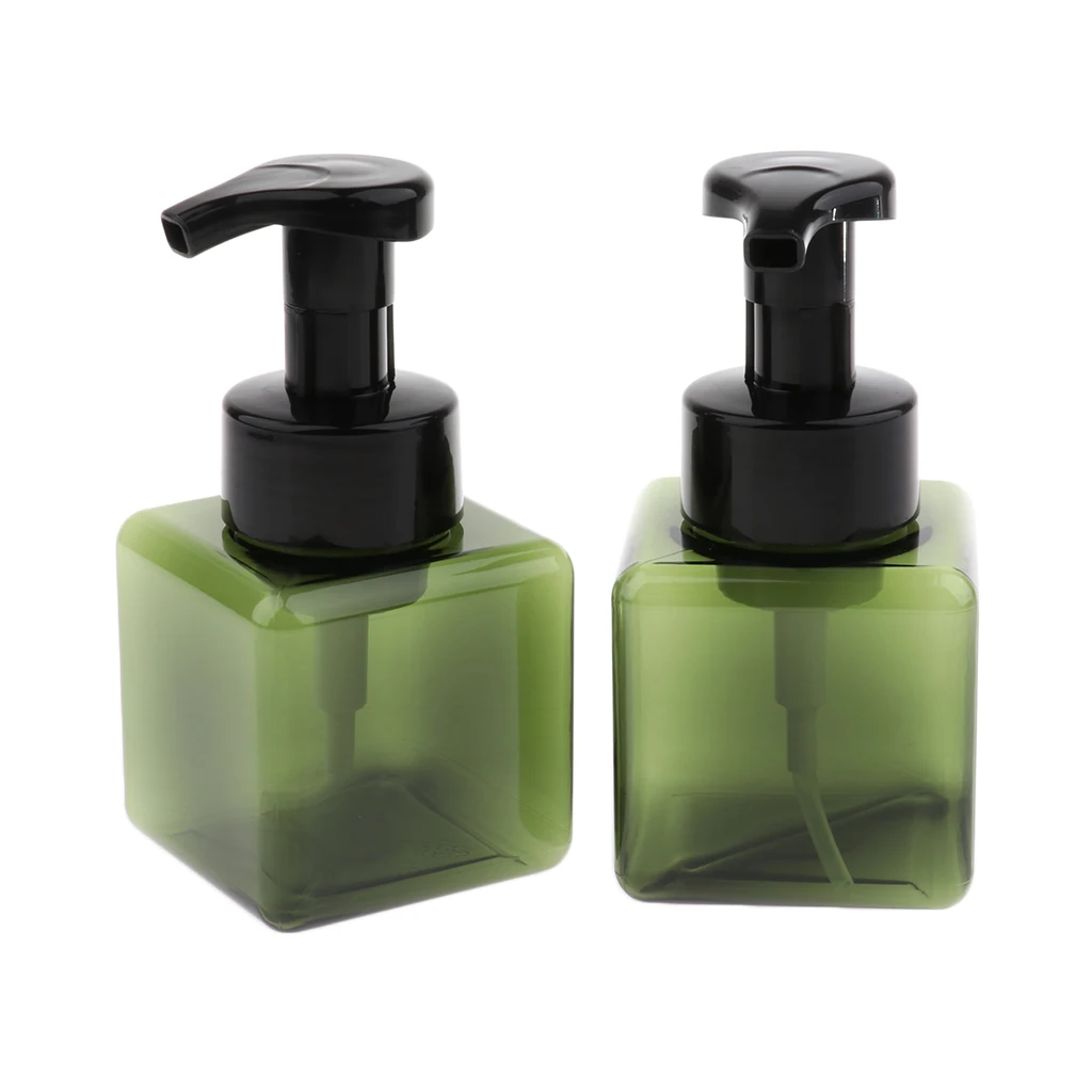 Pack of 2 Square 250ml Foaming Soap Dispenser Foam Pump Bottle for DIY Liquid Soap, Shampoo, Facial Cleanser, Body Wash