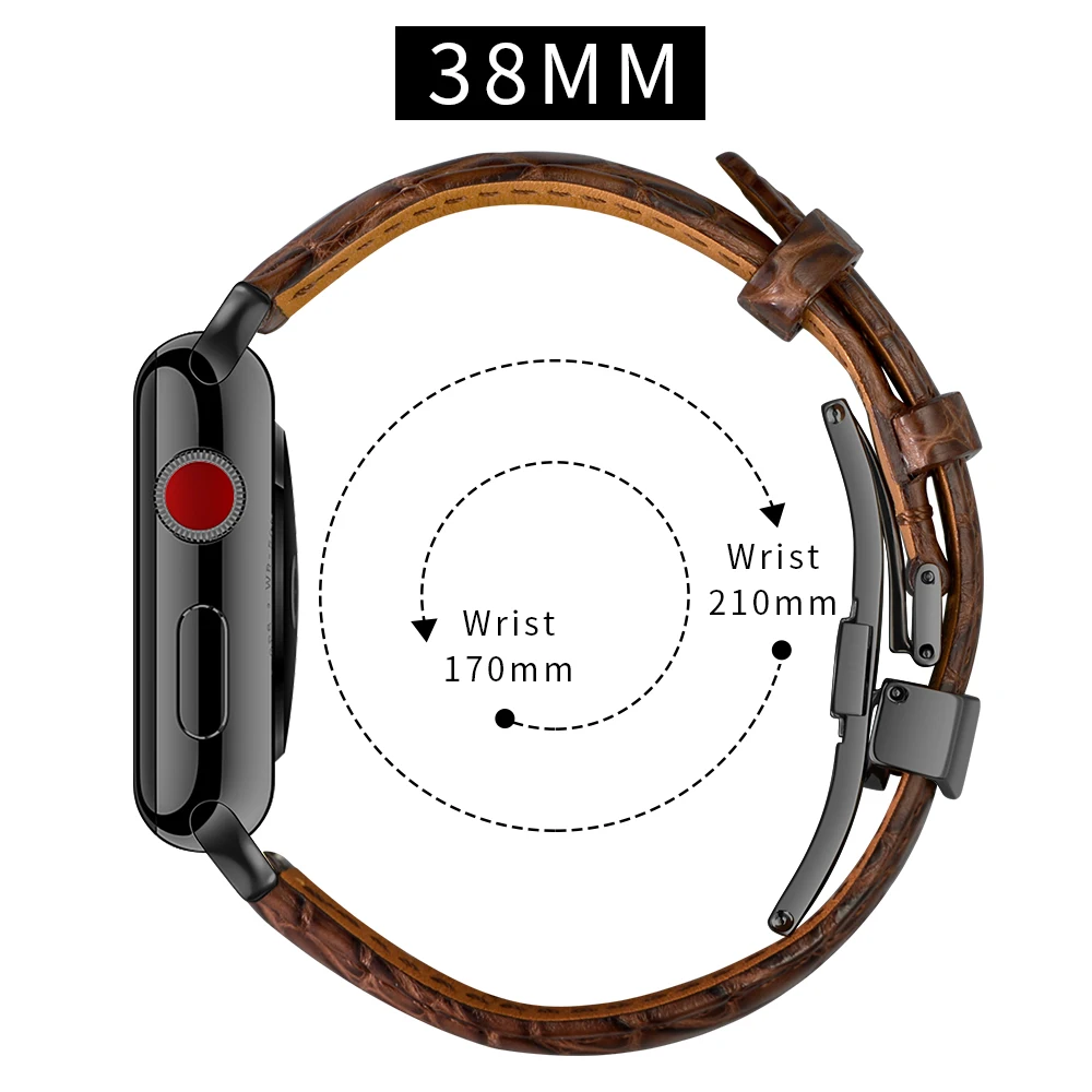 Кожаный ремешок для часов apple watch 1/2/3/4, 42 мм, 38 мм, версия наручных часов iWatch, и apple watch Band 44 мм 40 мм скруглённый крокодил наручных часов iwatch, ремешок для часов