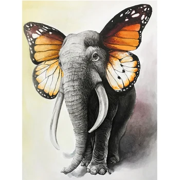 

Animal elephant butterfly diy-oil-painting by number for Home Decor coloring by numbers handmade gifts for adults and children