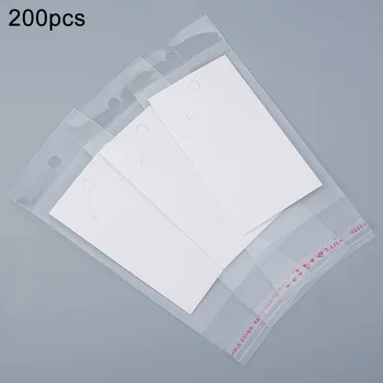 

200 Pcs Earring Card Set Tag Plastic Bag Hanging Accessories Packing Fashion Jewelry Display DIY Holder Studs Self Sealed