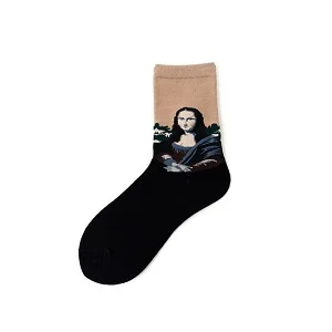 men socks 2 Осень-зима ретро женские персональные художественные Ван Гог фрески всемирно известные картины мужские носки масло Смешные забавные носки - Цвет: men socks 2