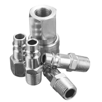

5Pcs 1/4 EURO Air BSP Hose Compressor Tail Airline Fitting Quick Connector Connector Socket Plug Set Release Fitting Tools