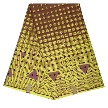 

High Quality Yellow Geometric Patterns Print Cloth African Dutch Wax Fabric Polyester Nigerian Ankara Material