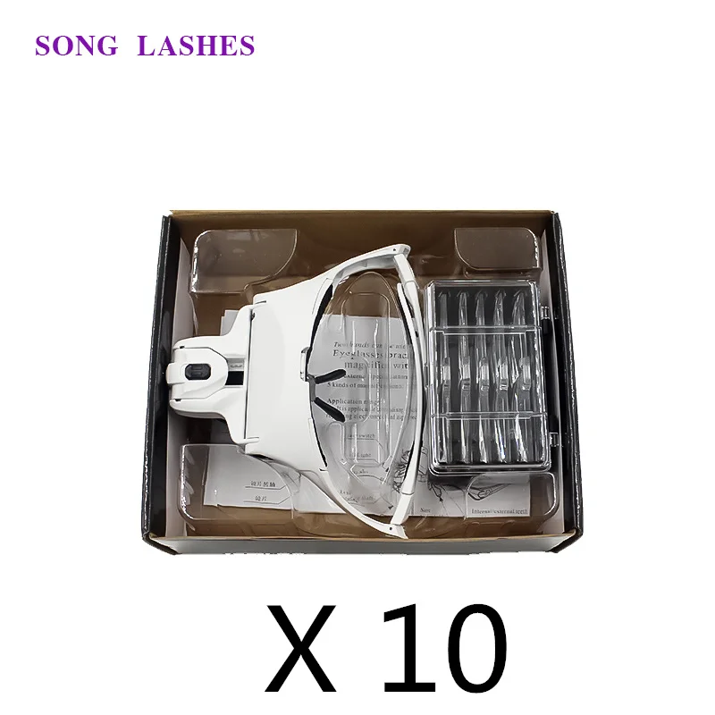 Song Lashes 1.0X 1.5X 2.0X 2.5X 3.5X Регулируемый линзы с 5ю категориями защиты оборудование для ремонта часов и ювелирных изделий с светодиодный наголовный фонарик увеличительное стекло светодиодный увеличительное Стекло es со светодиодной лампы - Цвет: 10 set