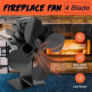 

4 Blades Heat Powered Stove Fan Fireplace Wood Oven Log Burner Ecofan Quiet Home Efficient Heat Distribution Firewood Stove Fan