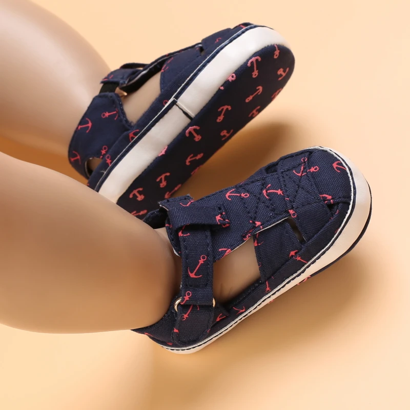 2021 NEW 0-18Months Kids Newborn Baby Boys Fashion Summer Soft Crib Shoes First Walker Anti Slip Sandals Shoes Soft Sole