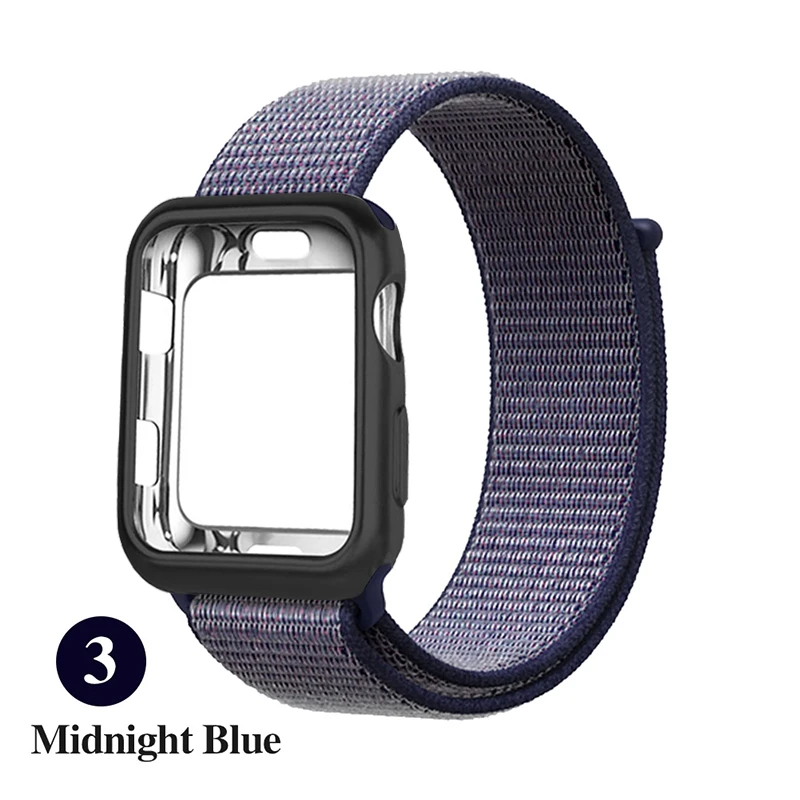 Deeple blue Спортивный Мягкий ремень дышащий нейлоновый ремешок+ чехол для apple Watch 5 4 3 2 1 серия 38 мм 42 мм ремешок для iwatch 40 мм 44 мм ремешок - Цвет ремешка: Deeple blue