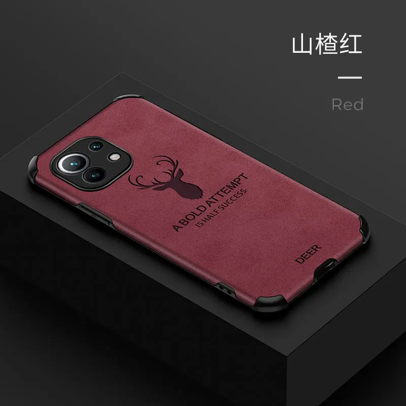 For Xiaomi Mi 11 Case Soft Silicone+Leather PU Deer shockproof  Skin Back Cover Case for xiaomi mi 11 mi11 xiaomi 11 phone shell 