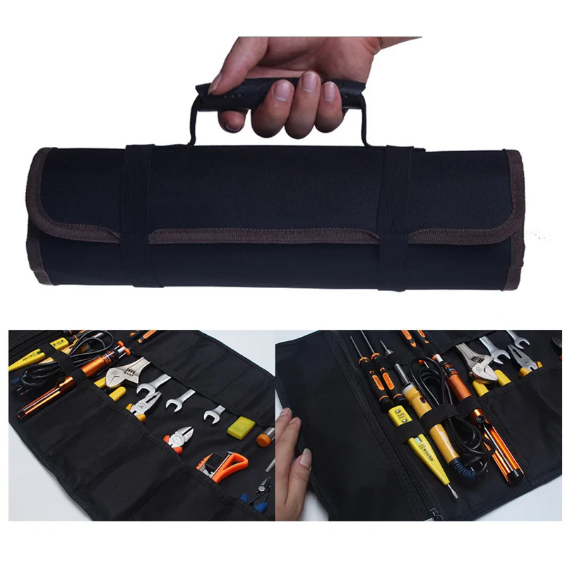 

Roller Tool Bags Multifunction Practical Carrying Handles Bags Oxford Canvas Chisel Electrician Toolkit Instrument Package Case