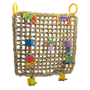 

Straw Braid Rope Net Hammock Ladder Bird Foraging Wall Toy for Parrot Parakeet Cockatiel Conure Cockatoo African Grey