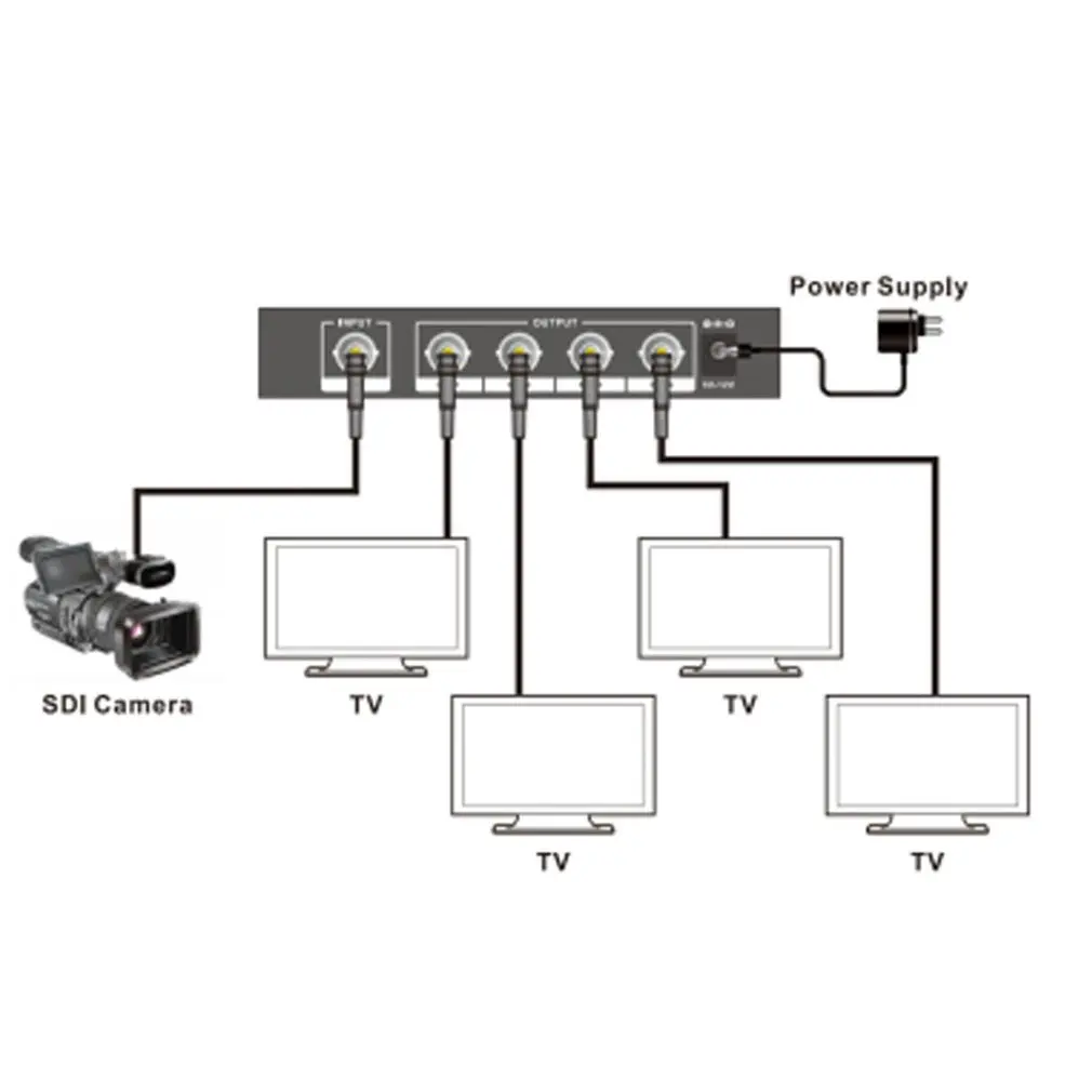 Высококачественный разделитель SDI 1x4 3g/HD/SD-SDI видео разделитель SDI 1 в 4 Выход 1080P ретранслятор расширитель с адаптером питания