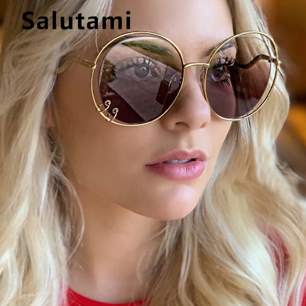 Брендовые солнцезащитные очки с двойной круглой оправой для женщин, новые роскошные брендовые Круглые Солнцезащитные очки больших размеров, женские сексуальные градиентные очки