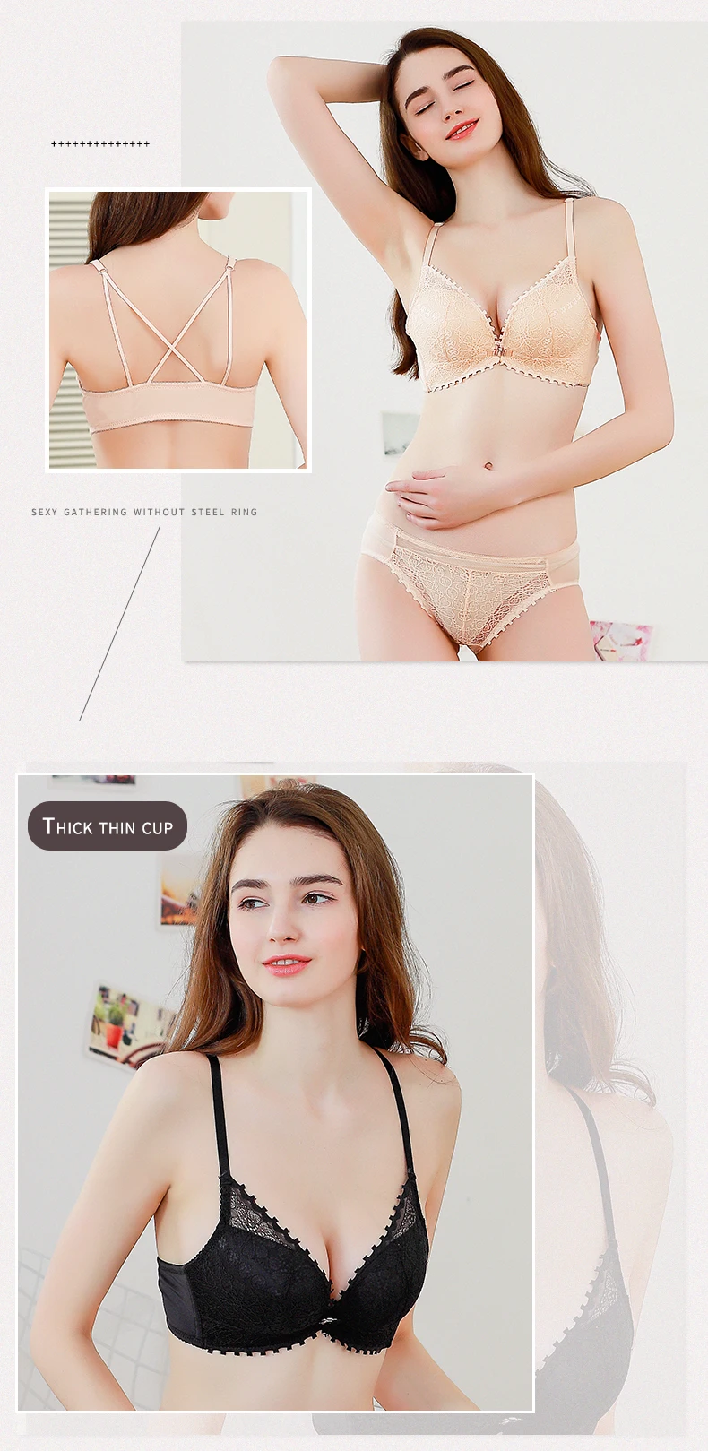 Sweeform Sexy Lace Wireless Front Closure Bras For Women Underwear High Quality Sexy Lingerie Adjusted Push Up Bra Bralette