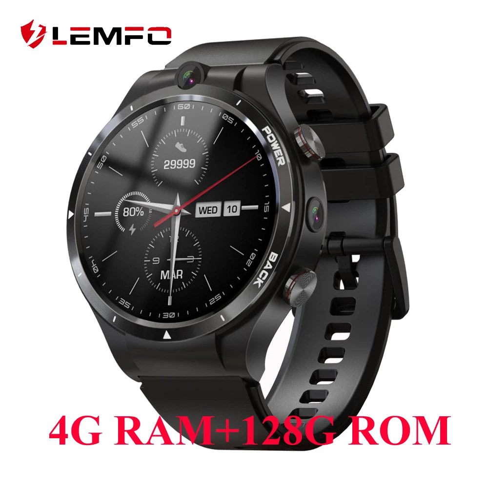 Смарт-часы LEMFO LEM15 мужские с 4G Android 10 7 128 Гб ПЗУ 900 мАч внешний аккумулятор 2021