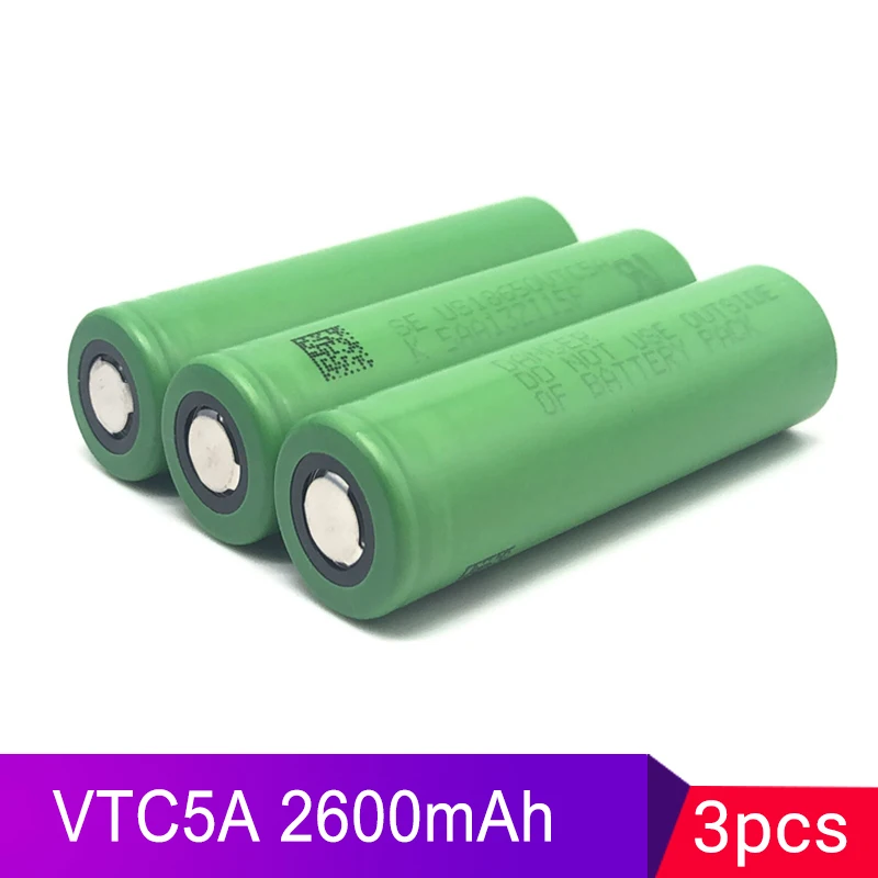 

3pcs 18650 2600mAh VTC5A Max 35A Pulse 60A Discharge 18650 High Drain Li-ion Rechargeable Battery for screwdriver