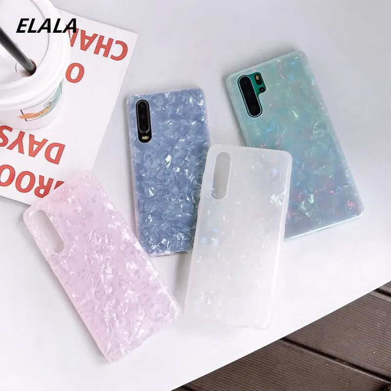 Глянцевый мраморный чехол для Huawei P20 Lite P30 Pro Mate 20 Plus Блестящий корпус из раковины