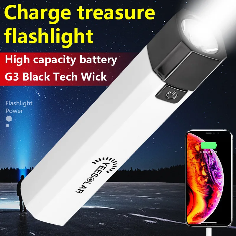 

Ultra Bright USB Flashlight Outdoor Portable Mini LED Torch Power Bank Taschenlampe Waterproof Camping Mobile Phone Lantern