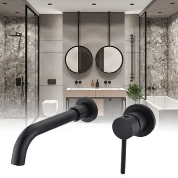 

1Set Wall Mounted Basin Faucet Metal Single Handle Hot Cold Mixer Water Tap for Home Bathroom Bath Sink
