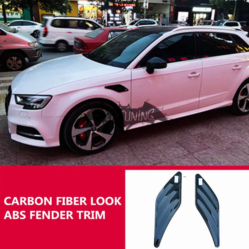 

Universal ABT Style Fender Trim For Audi A3 8V S3 RS3 A4 B9 A5 A6 Carbon Fiber Look ABS Side Air Vent Stickers Car Accessories