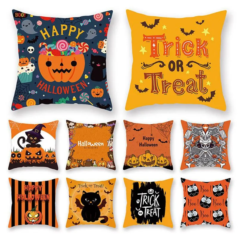 

Halloween Pumpkin Witch cushion cover Halloween Decorative Peach Skin Home decorating