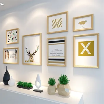 

7pcs/lot Wood Vintage Photo Frame Set Wall Decoration Accessories Family Wooden Picture Frame+Shelf Picture Frames for Paintings