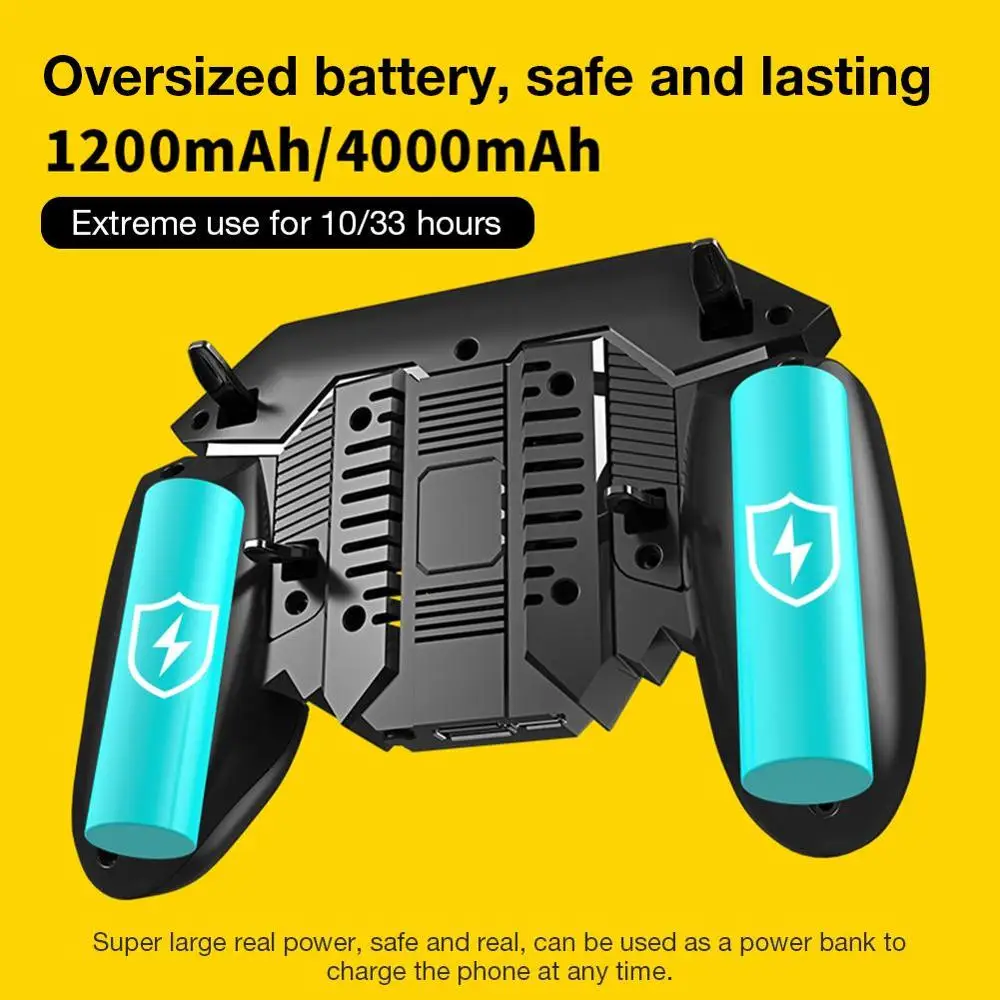  AK77 Six Finger All-in-One PUBG Mobile Game Controller with Dual Fans Free Fire Key Button Joystick