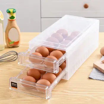 

24 Grid Double-Layer Egg Keep Fresh Tray Storage Box Drawer Kitchen Refrigerator Container