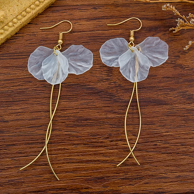 Exknl Multicolored Fashion Resin Flower Long Drop Earrings 2022 Designs Bohemia Handmade Petal Dangle Earrings For Women Gift 1334-1