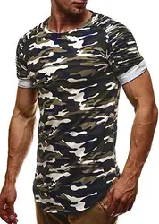 2019 Новая мужская повседневная камуфляжная Повседневная Спортивная футболка с короткими рукавами быстросохнущая мужская тренировочная