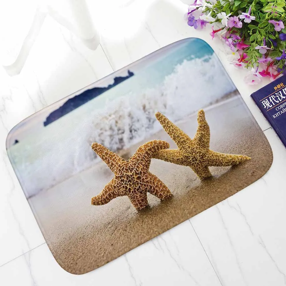 

Zeegle Starfish Printed Welcome Entrance Mats Ansorbent Bathroom Kitchen Carpets Doormats Anti-Slip Bedside Rug And Foot Pads