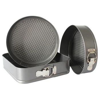 

3Pc Non Stick Spring Form Round Cake Baking Bake Tin Tray Pan Bakeware Removable Carbon Steel Cake Pan