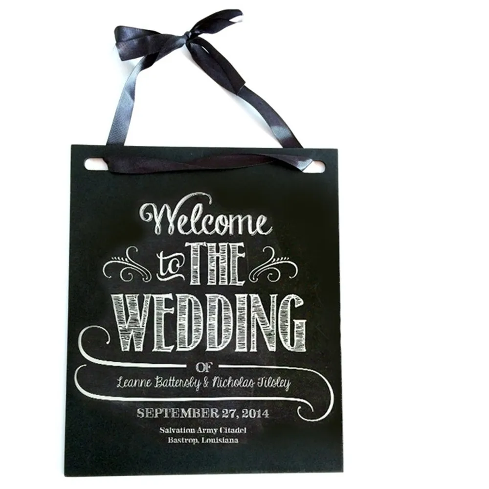 25.5x30.5cm Home Party Dual-use Hanging Boards Wedding Record Message Blackboard Wooden Engagement Shooting Props