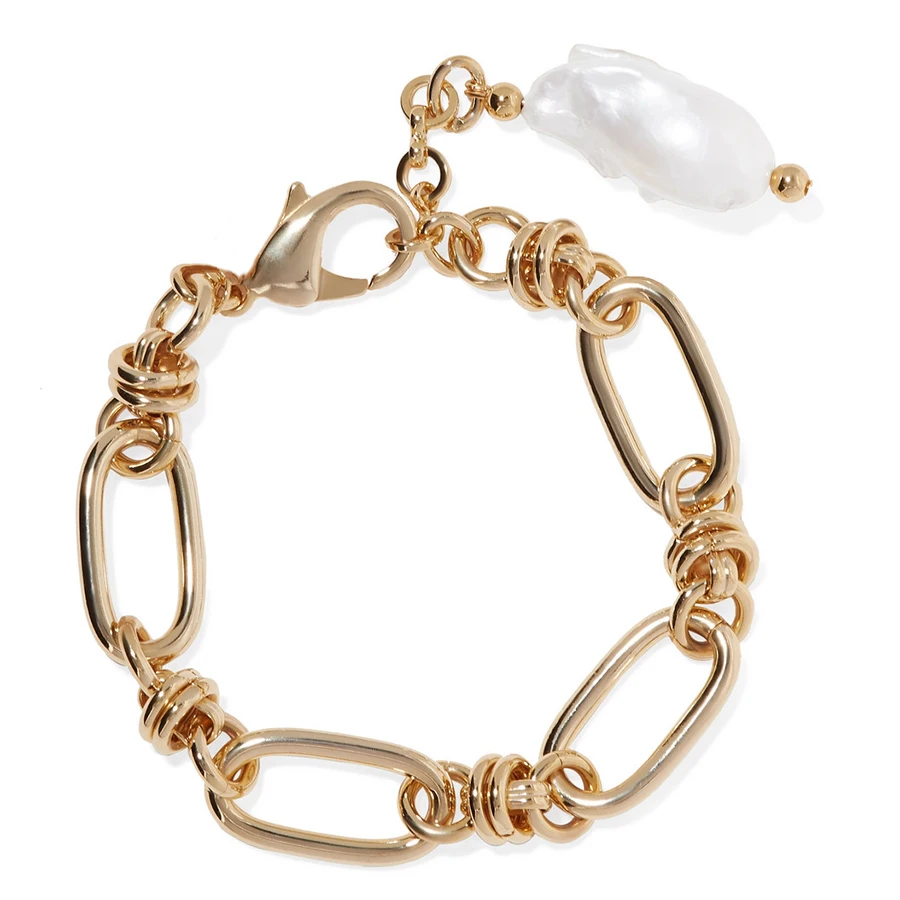 

pulsera mujer moda 2019 chunky chain Sweetie Bracelet freshwater pearl bracelets for women hand chain brass bracelet femme