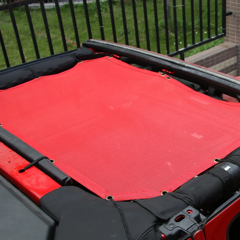 Для Jeep Wrangler красная панель кровельная изоляционная сетка тент сетка Jk Jku аксессуары обеспечивают покрытие с УФ-защитой