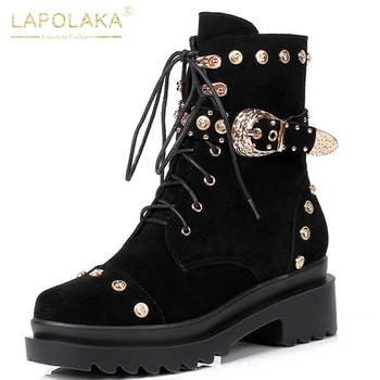 

Sarairis 2020 Fashion Top Quality Motorcycle Boots Woman Shoes Kid Suede Boots Women's Ins British Style Platform ankle boots