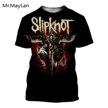 

2020 Slipknot Tshirt Men Band T Shirt Black Hip Hop Tee Streetwear Anime Clothes Character 3d T-shirt Punk Rock Mens Clothing