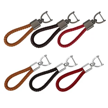 

Metal key Rings Keychain Leather Car Key Holder Hand Woven Auto Keyring For BMW NISSAN VW Honda Kia Citroen Toyota Audi Mercedes