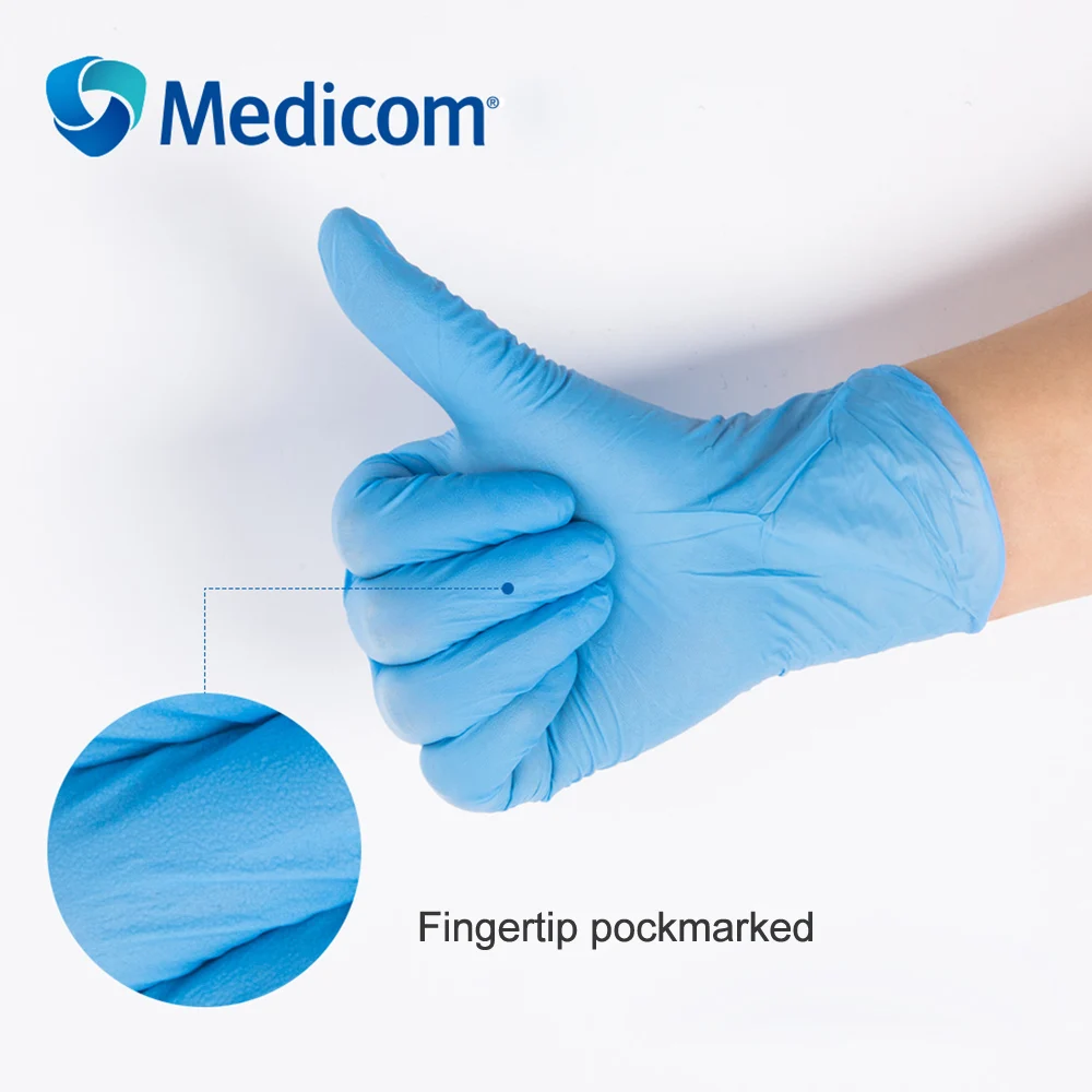 Medicom 1136B 100 шт одноразовый Нитриловый резиновый перчатки рабочие перчатки Pockmark поверхность для пищевой медицинской лаборатории использовать защитные перчатки
