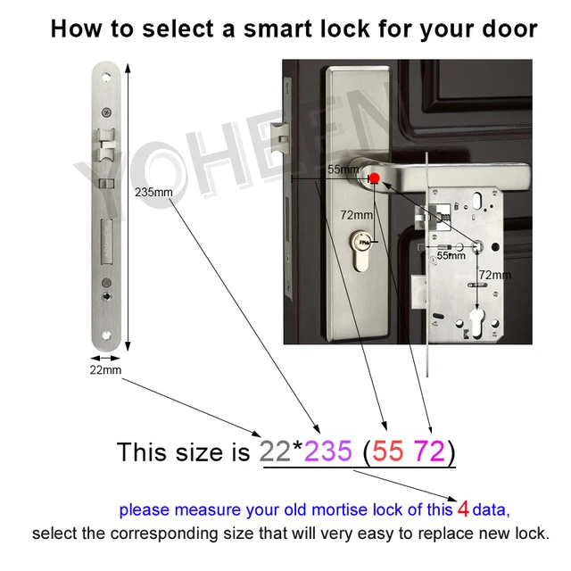 YOHEEN Fingerprint Lock Smart Card Digital Code Electronic Door Lock Bluetooth TTLock App Security Mortise Lock 4